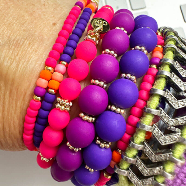 Super Gem bracelet beads Mini Roc Neon pink style